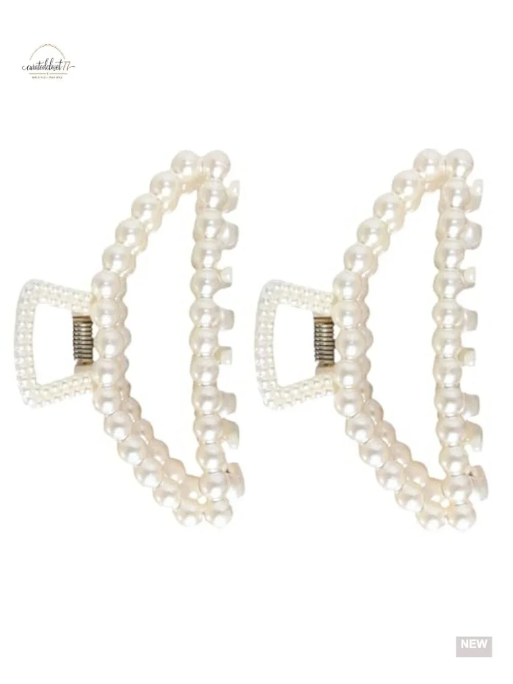 2 Pcs Large Faux Pearl Hair Claw Clips for Thick Hair
